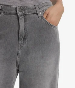 Pantalone flare in denim e cashmere