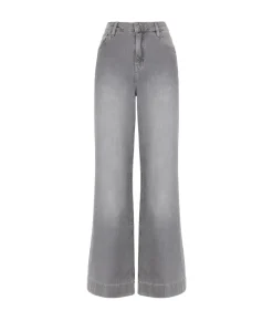 Pantalone flare in denim e cashmere