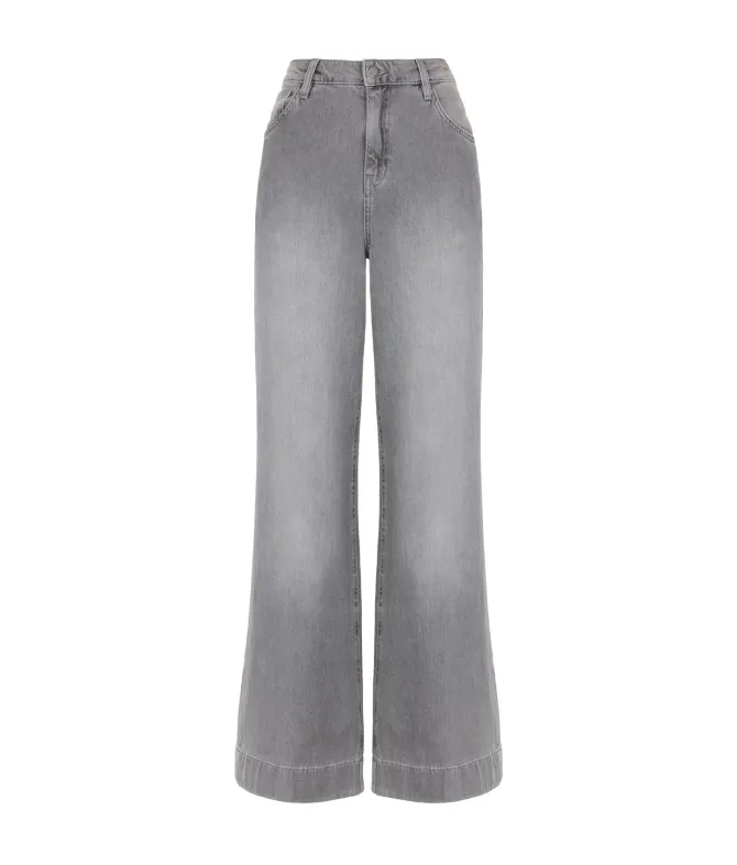Pantalone flare in denim e cashmere