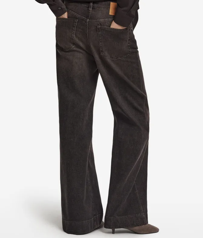 Pantalone flare in denim e cashmere