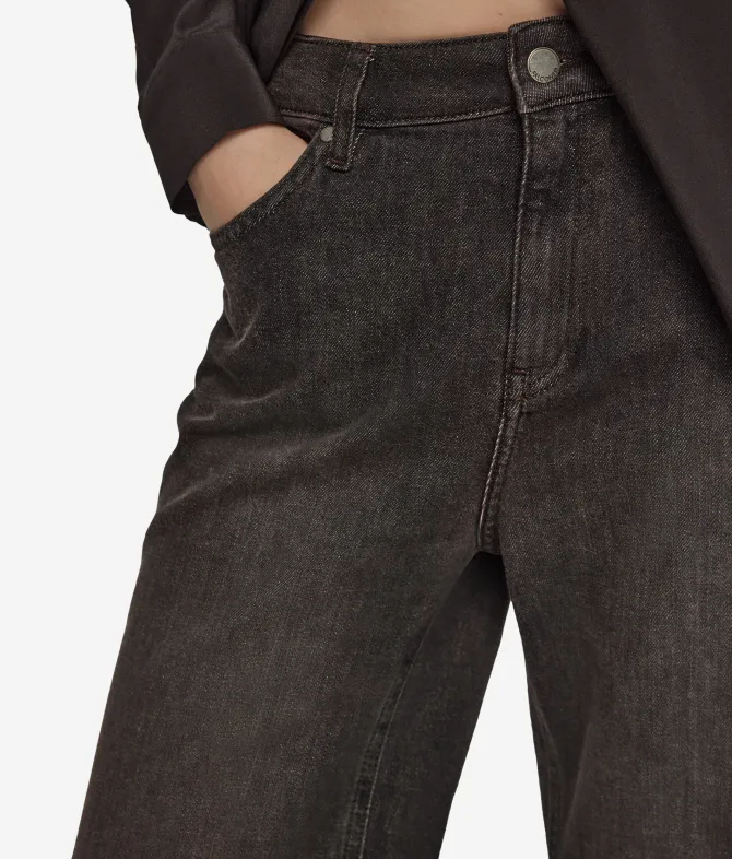Pantalone flare in denim e cashmere