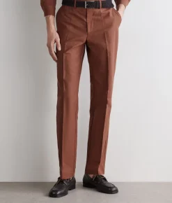 Pantalone gamba larga in cotone e lino