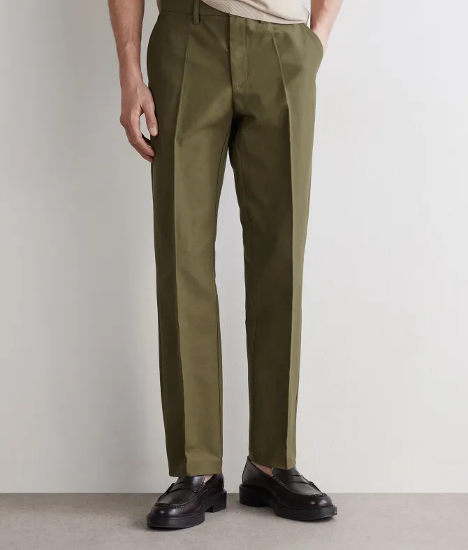 Pantalone gamba larga in cotone e lino