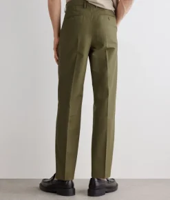 Pantalone gamba larga in cotone e lino