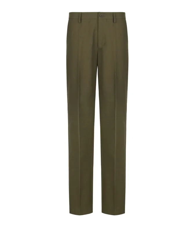 Pantalone gamba larga in cotone e lino