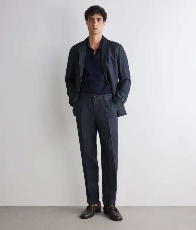 Pantalone in lino gessato