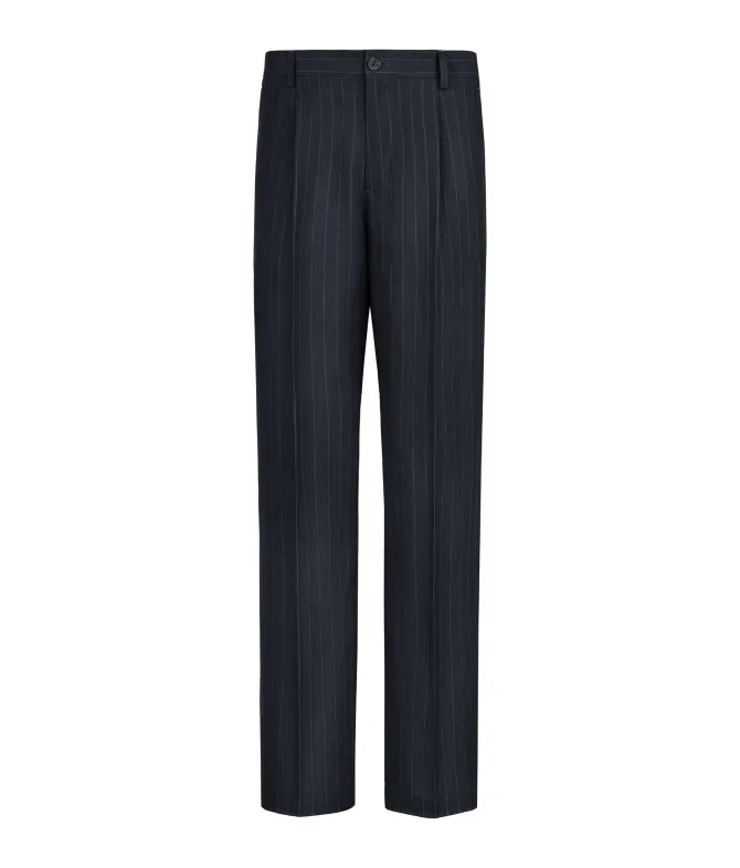 Pantalone in lino gessato