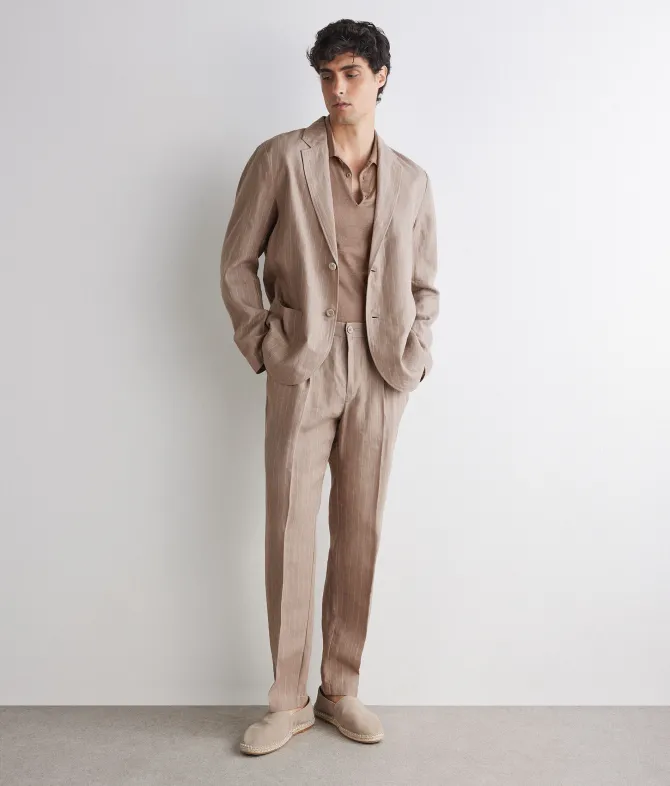 Pantalone in lino gessato