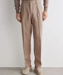Pantalone in lino gessato