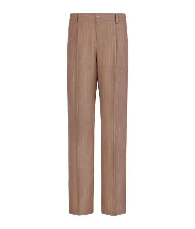 Pantalone in lino gessato