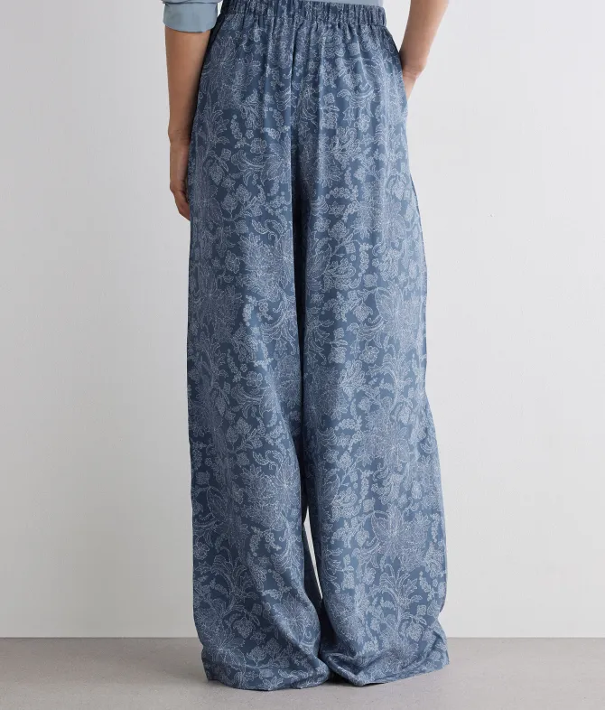Pantalone in seta stampata