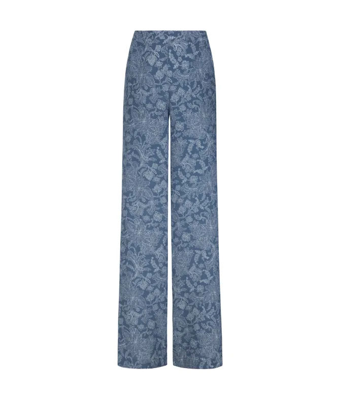 Pantalone in seta stampata