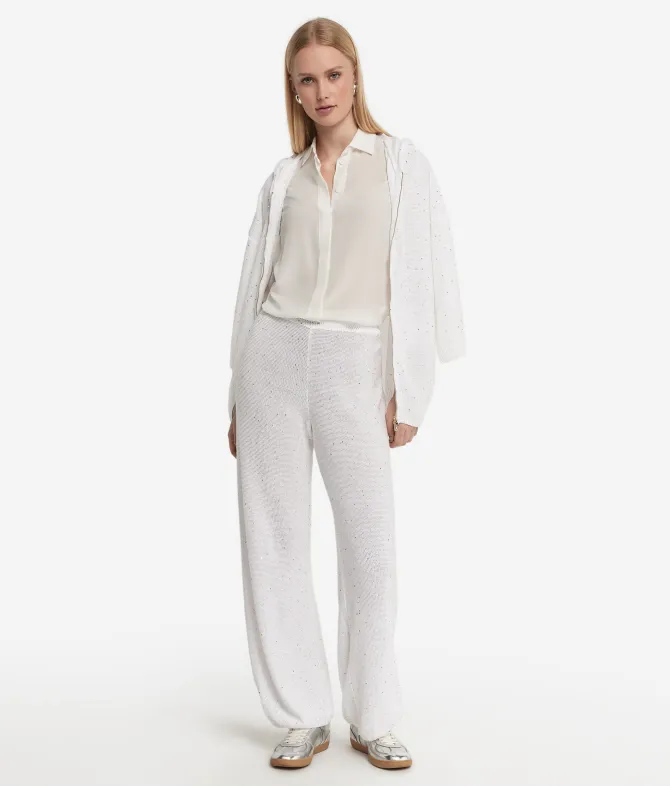 Pantalone palazzo con micro paillettes