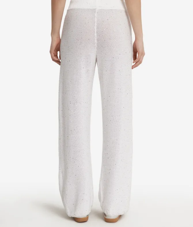 Pantalone palazzo con micro paillettes