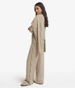 Pantalone palazzo con trecce e strass in Cashmere Ultrasoft