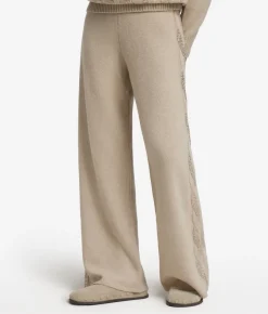 Pantalone palazzo con trecce e strass in Cashmere Ultrasoft
