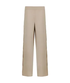 Pantalone palazzo con trecce e strass in Cashmere Ultrasoft