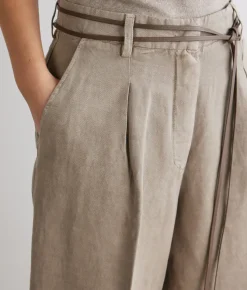 Pantalone palazzo in cotone e lino