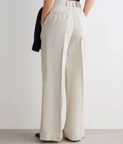 Pantalone palazzo in cotone e lino