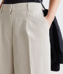 Pantalone palazzo in cotone e lino