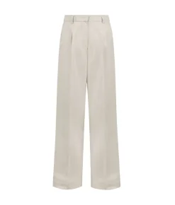 Pantalone palazzo in cotone e lino