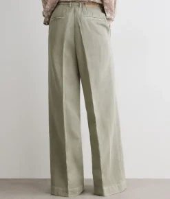 Pantalone palazzo in cotone e lino