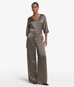 Pantalone palazzo in raso seta