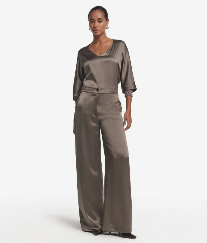 Pantalone palazzo in raso seta