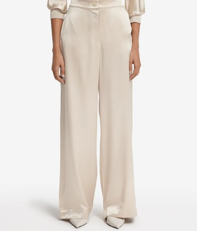 Pantalone palazzo in raso seta