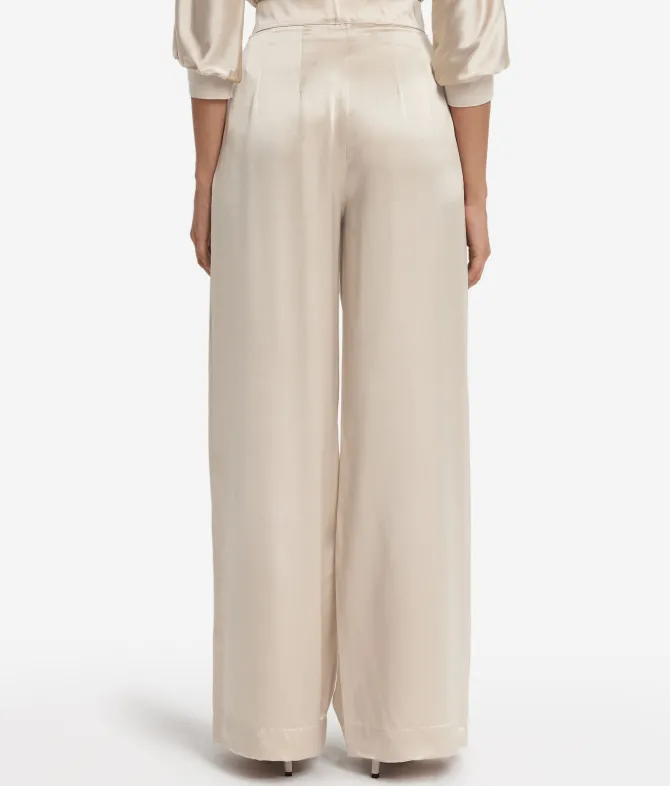 Pantalone palazzo in raso seta