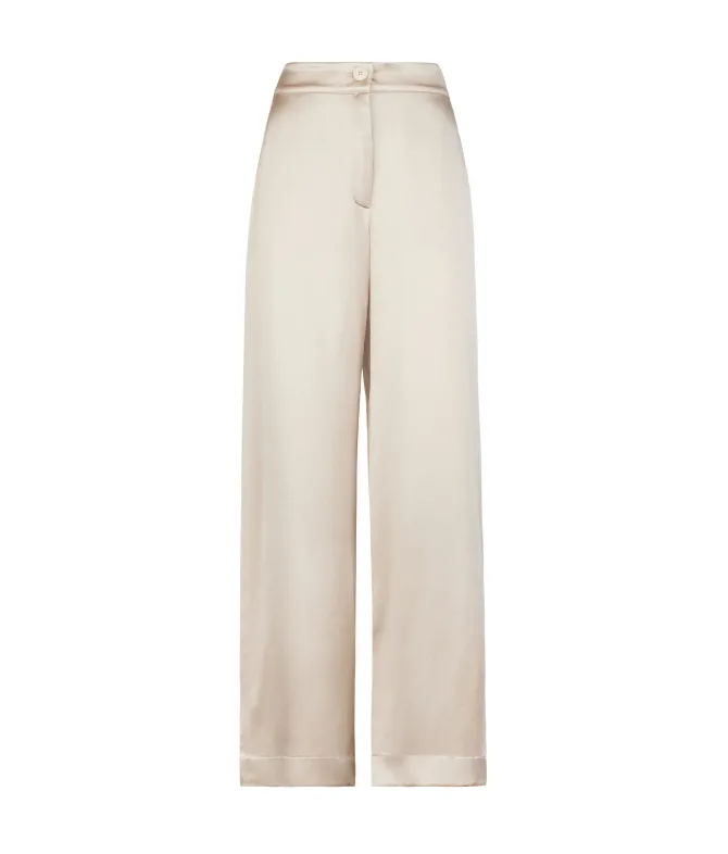 Pantalone palazzo in raso seta