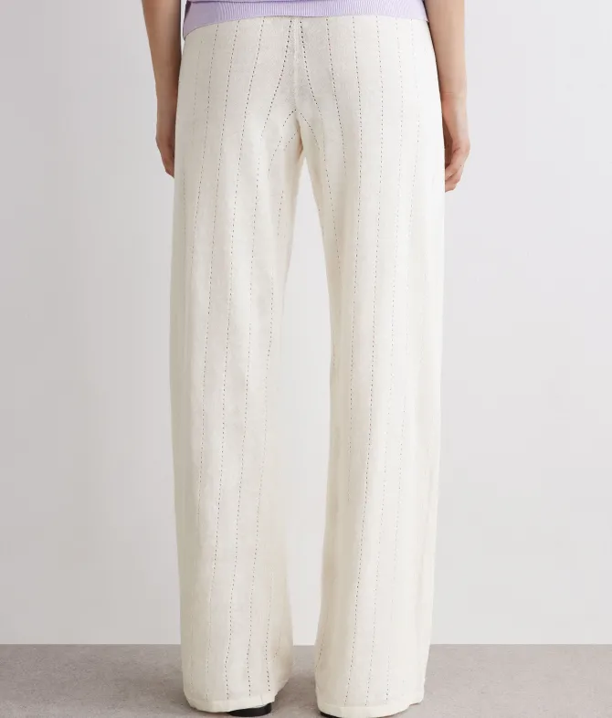 Pantalone punto gessato in lino cotone