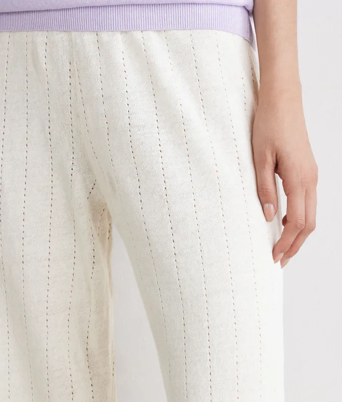 Pantalone punto gessato in lino cotone