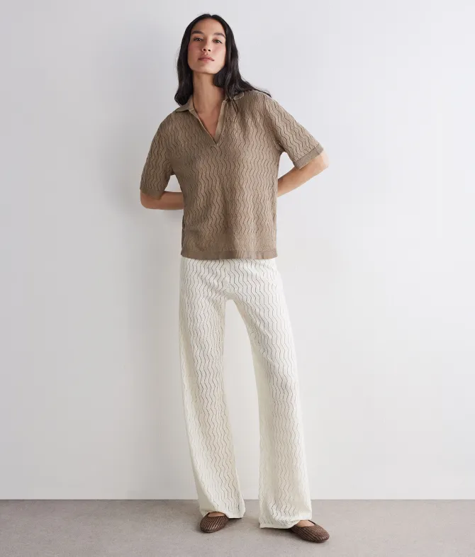 Pantalone punto onda in lino cotone