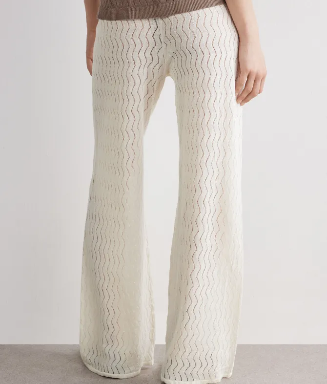 Pantalone punto onda in lino cotone