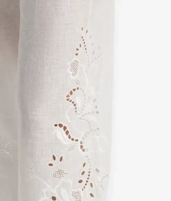 Pantalone ricamato in lino