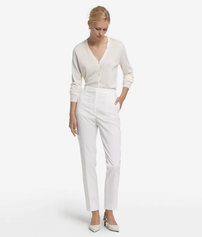 Pantalone sigaretta con zip in cotone