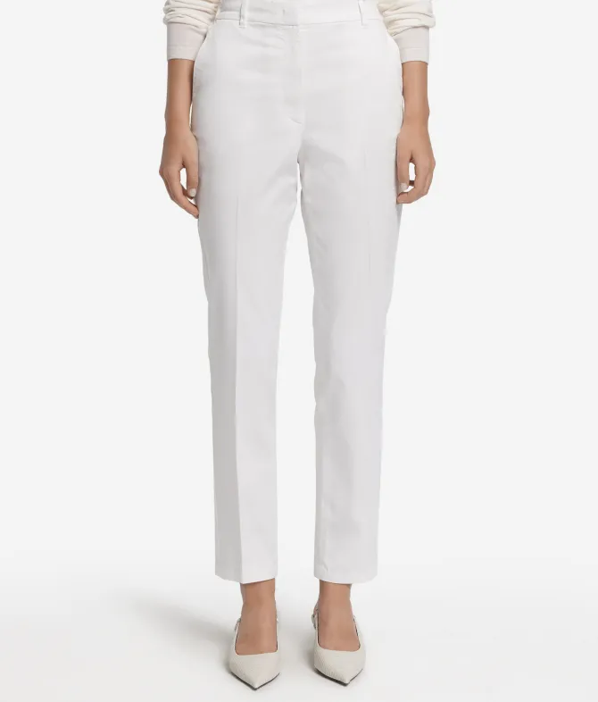 Pantalone sigaretta con zip in cotone