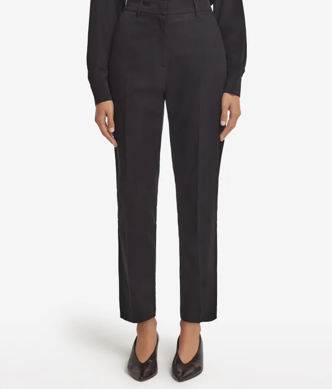 Pantalone sigaretta con zip in cotone