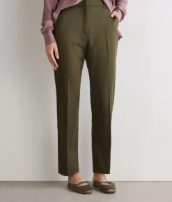Pantalone sigaretta con zip in cotone