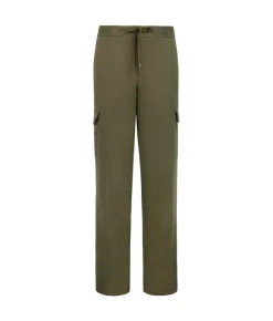 Pantalone tasconato in cotone e lino