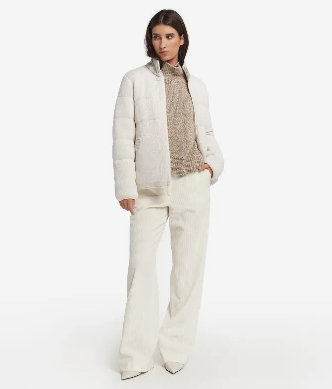 Piumino reversibile in cashmere tricot lamé