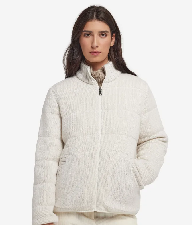Piumino reversibile in cashmere tricot lamé
