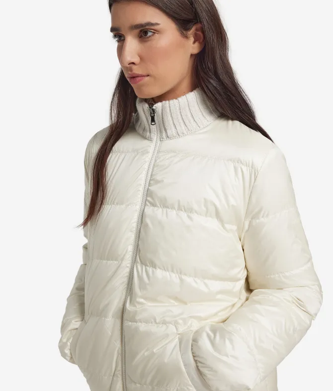 Piumino reversibile in cashmere tricot lamé