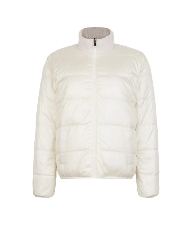 Piumino reversibile in cashmere tricot lamé
