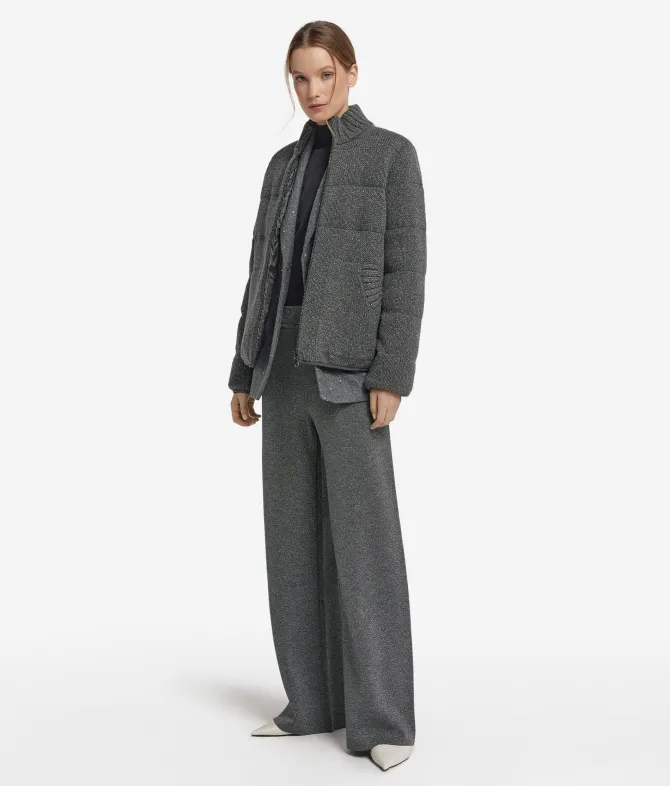 Piumino reversibile in cashmere tricot lamé