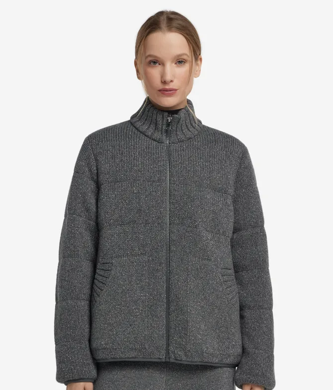 Piumino reversibile in cashmere tricot lamé