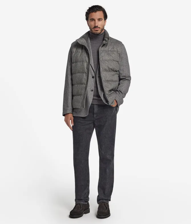 Piumino smanicato in cashmere e seta