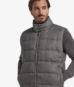 Piumino smanicato in cashmere e seta