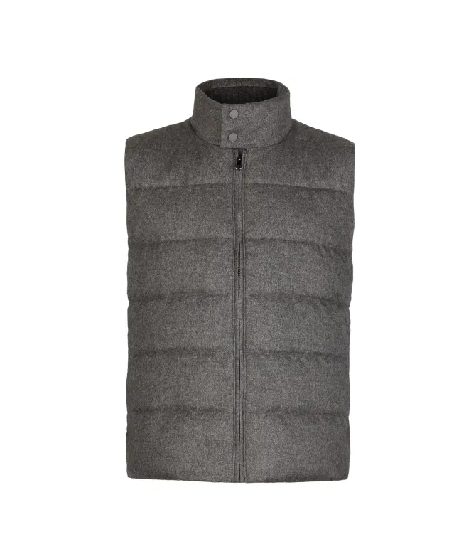 Piumino smanicato in cashmere e seta